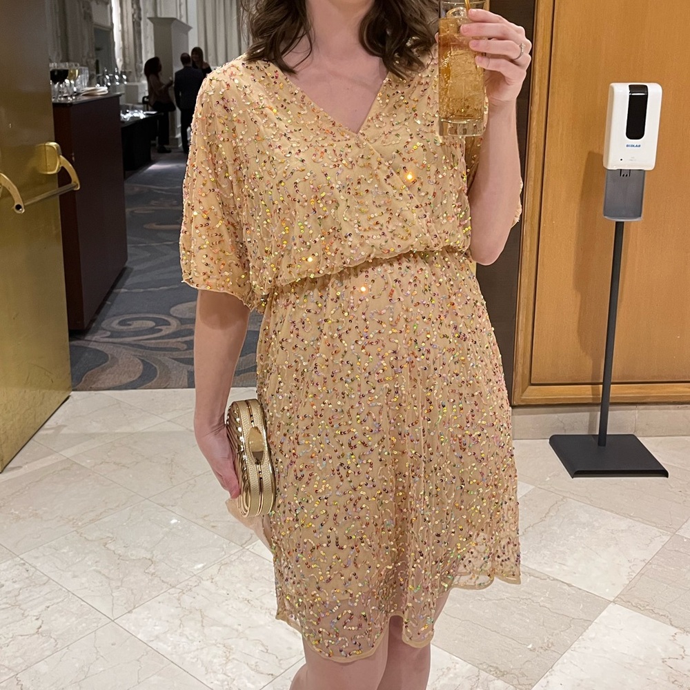 🆕 ASOS | Gold Sequin Kimono Mini Dress - Size 6